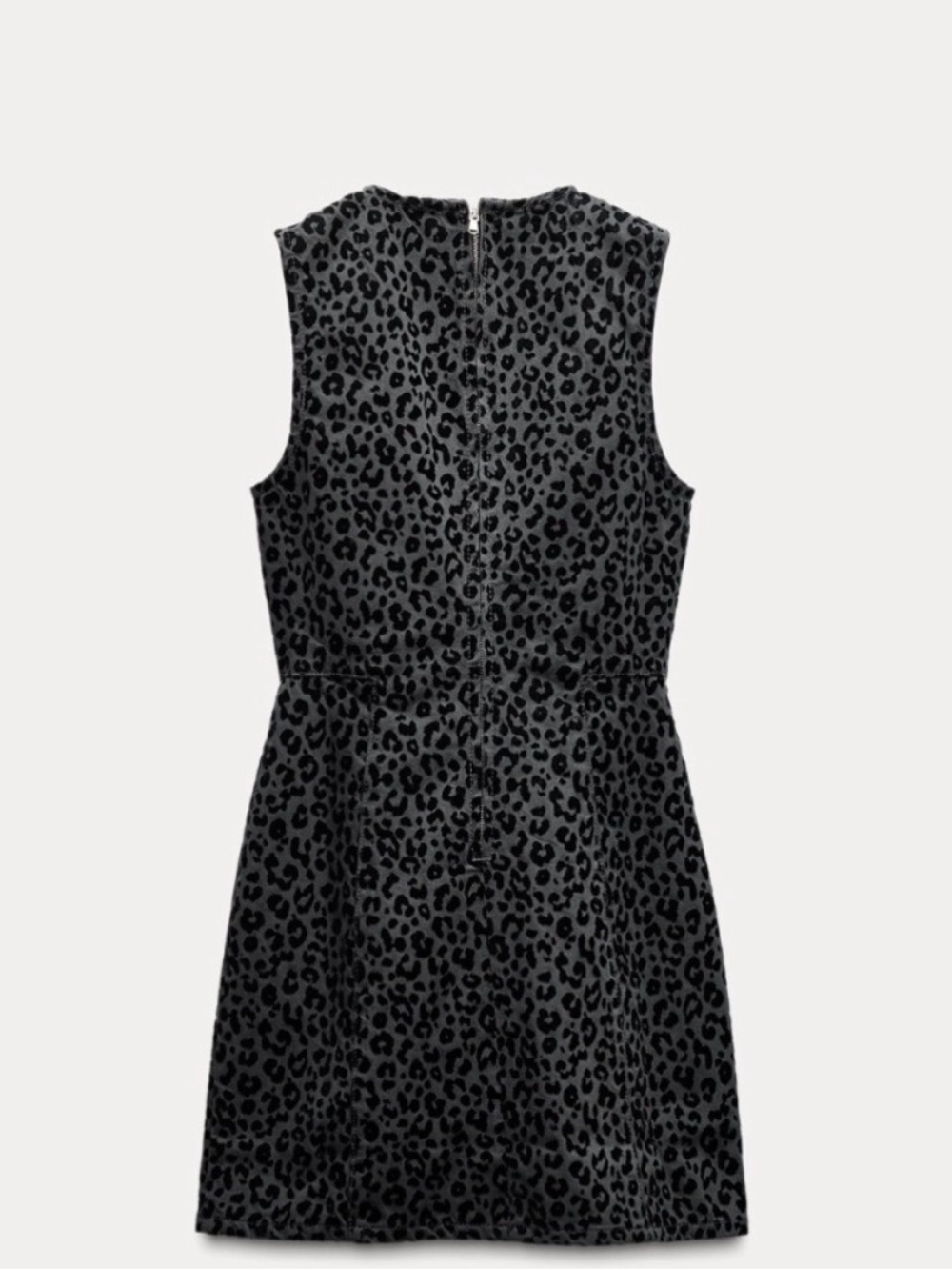 ZARA Gray & Black Leopard Print Midi Dress - XS